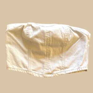 Zara White Shimmer Denim Crop Top